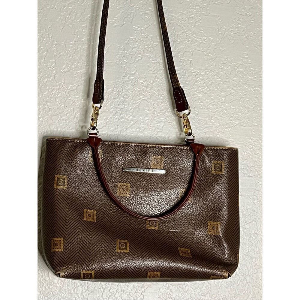 TEXIER  Brown Leather  Cross Shoulder Bag  - Made in France
